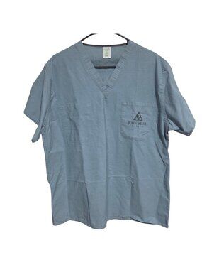 Blue Scrub Top Size Large Short Sleeve V-Neck Medical Uniform John Muir Health